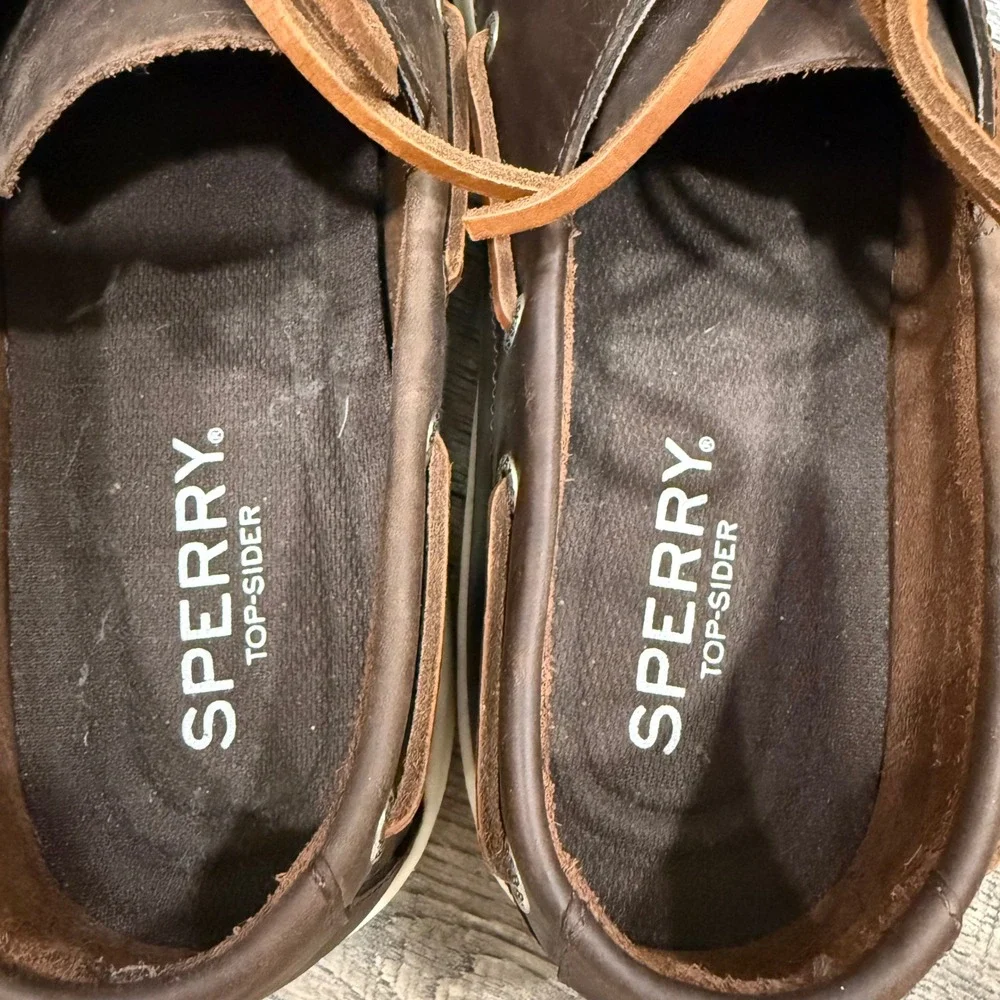 Sperry Top-Sider Mens Dark Brown Leather Boat Shoes Sneaker Sole STS22510